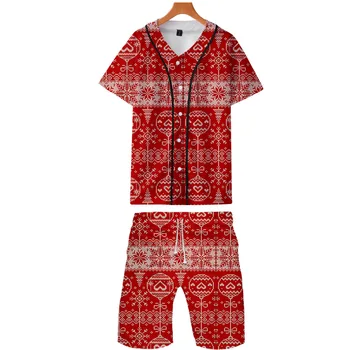 

Cross Border Amazon 2019 New Style Christmas Christmas 3D Baseball Uniform Shorts Set