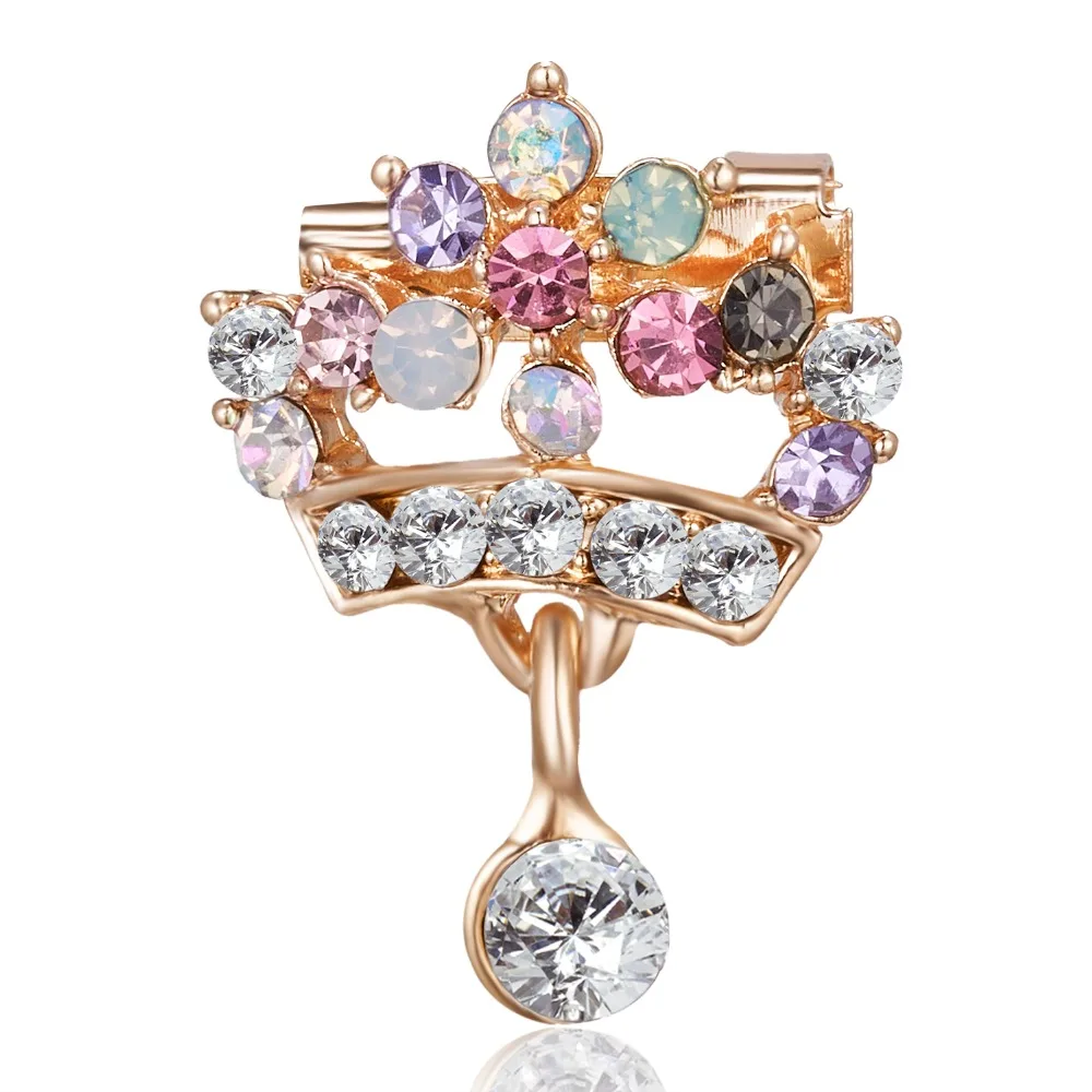 Новинка красочные хрустальные броши для женщин горный хрусталь корона цветочный венок зонтик брошь для обуви булавка аксессуары для свитера подарок