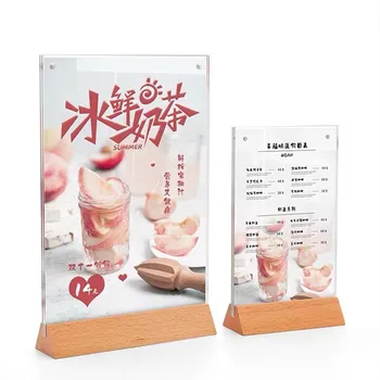

A4 Wood Base Acrylic Sign Holder Table Top Menu Card Display Stand for 8.5 x 11 inches for Hotel, Conferences, Events, Business