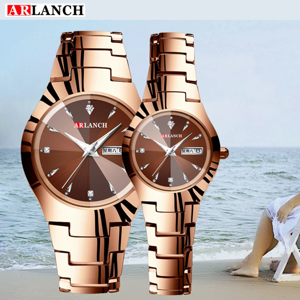 Топ бренд класса люкс любовные часы Пара Водонепроницаемый Мужчины Женщины пары Кварцевые наручные часы мужской женский браслет Relogio Masculino
