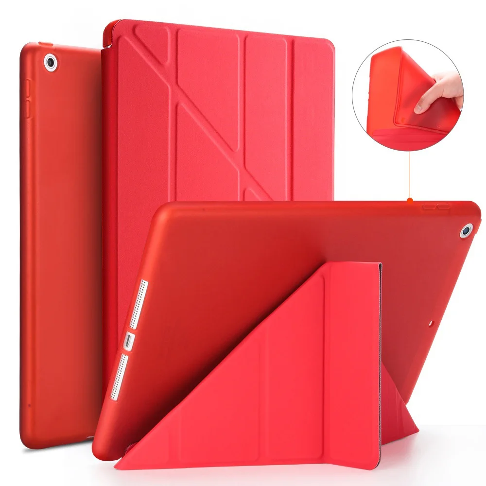 Ультратонкий Магнитный смарт-чехол, кожаный чехол для планшета, откидная подставка, мягкая задняя крышка из ТПУ для Apple iPad 7 поколения 10," - Цвет: Красный