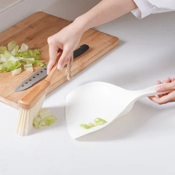 

Mini Broom Dustpan Set With Bamboo Handle Portable Household Cleaning Tools For Desktop