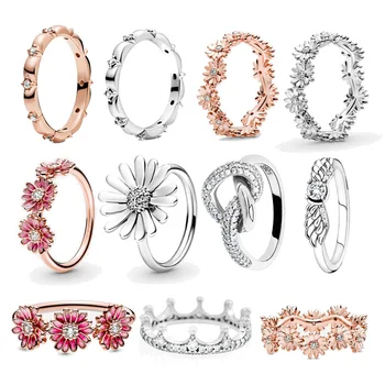 

Qikaola 100% 925 Sterling Silver Rings Wholesale Popular Flower Lucky Rings For Women Jewelry Making Dorpshipping R7220