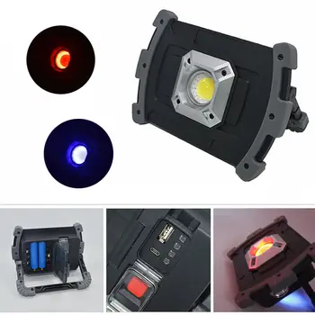 

Portable COB LED Spotlight 18650 3AA Work Light USB Rechargeable Inspection Lamp Red Blue Warning Strobe Light Powerbank