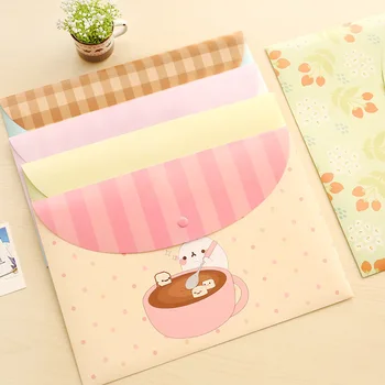 

1 piece Cartoon folder Kawaii file bag office organizers PP Document organizer File folder A4 Fashinable