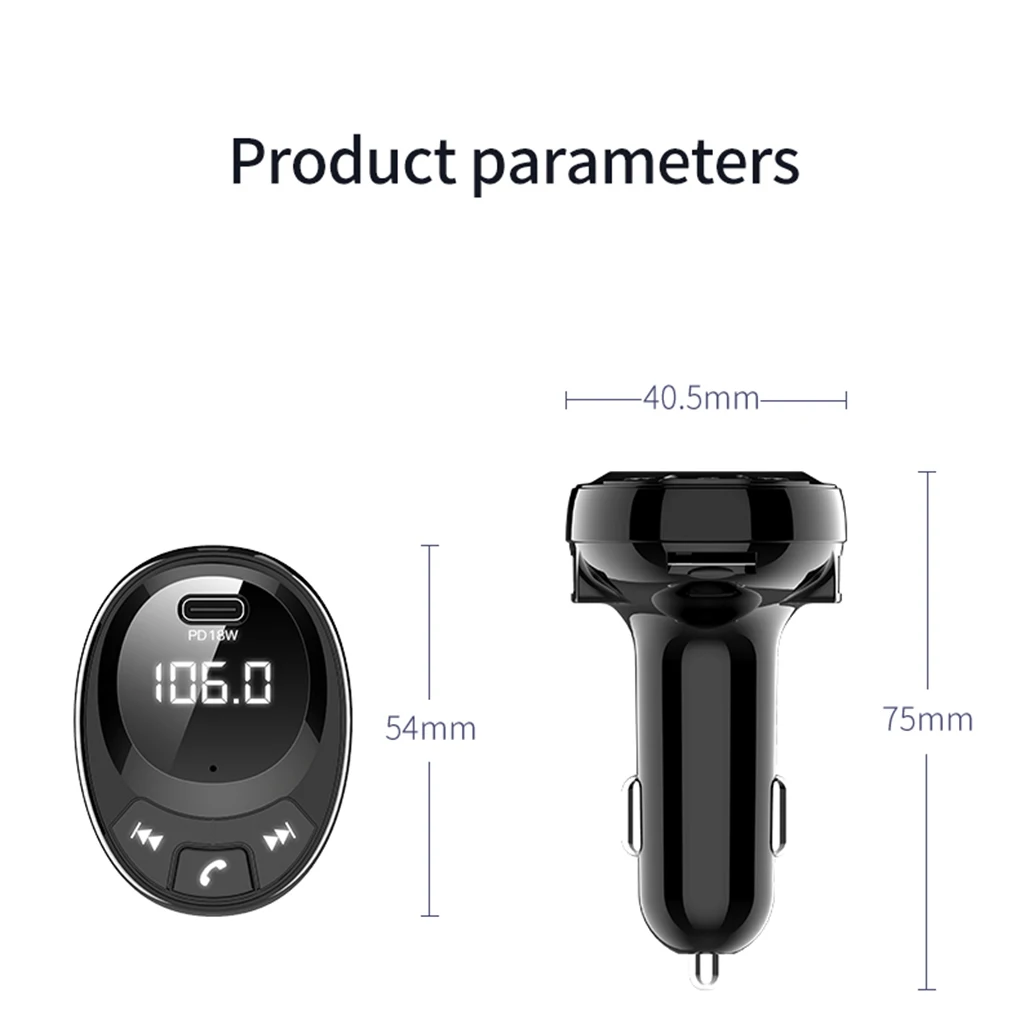 Автомобильный fm-передатчик Bluetooth 5,0 Автомобильный MP3-плеер беспроводной адаптер для быстрой зарядки аккумулятора