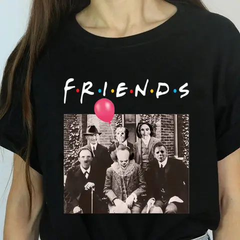 Harajuku Friends Футболка женская хлопковая с принтом Повседневная Женская футболка