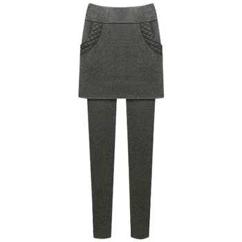 

Winter Leggings Women Mini Skirt Pants Two Piece In One Casual Slim Fitted Plush Warm Leggins Mujer Big Size 6XL Maternity