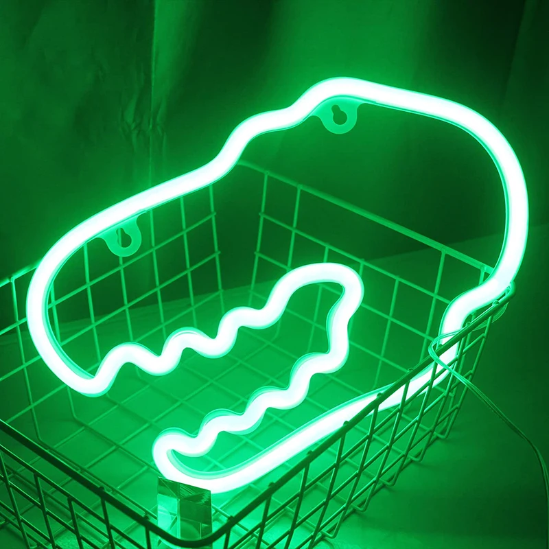 childrens night lights Crocodile-Head Led Neon Light Dinosaur Hanging Lamp Neon Sign Light Home Wall Decor Night Lights Birthday Christmas Gift cool night lights