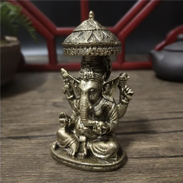 Statues de bouddha porte-bonheur Ganesha, couleur Bronze, ornements en résine, éléphant, dieu hindou, Sculptures Ganesh, décoration de la maison 3