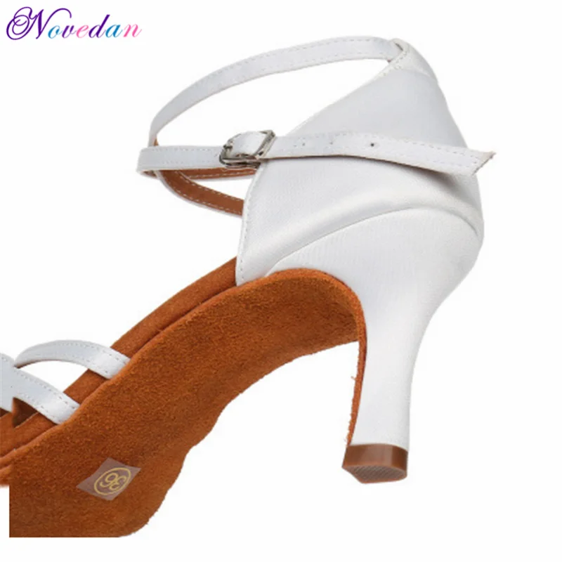 New White Satin Ballroom Professional Latin Dance Shoes For Women/Girls/Ladies Party Tango&Salsa High Heeled Indoor Dancing 2