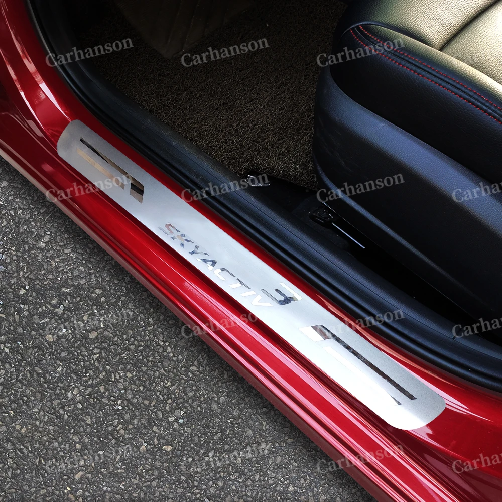 

For Mazda 3 Car Accessories Door Sill Trim Strip Stainless Steel Pedal Cover Protector Styling Auto Stickers 2014 2015 2017 2016