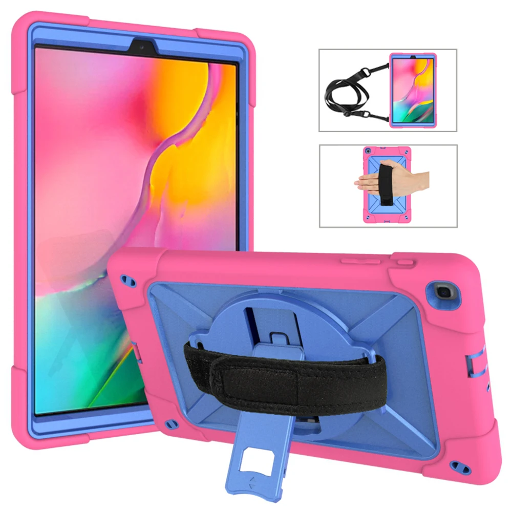 as photo Tab A 10,1 T510 чехол 360 Вращающаяся подставка/рука+ шейный ремешок для samsung Tab A 10,1 SM-T510/T515 сверхпрочный ударопрочный - Цвет: as photo