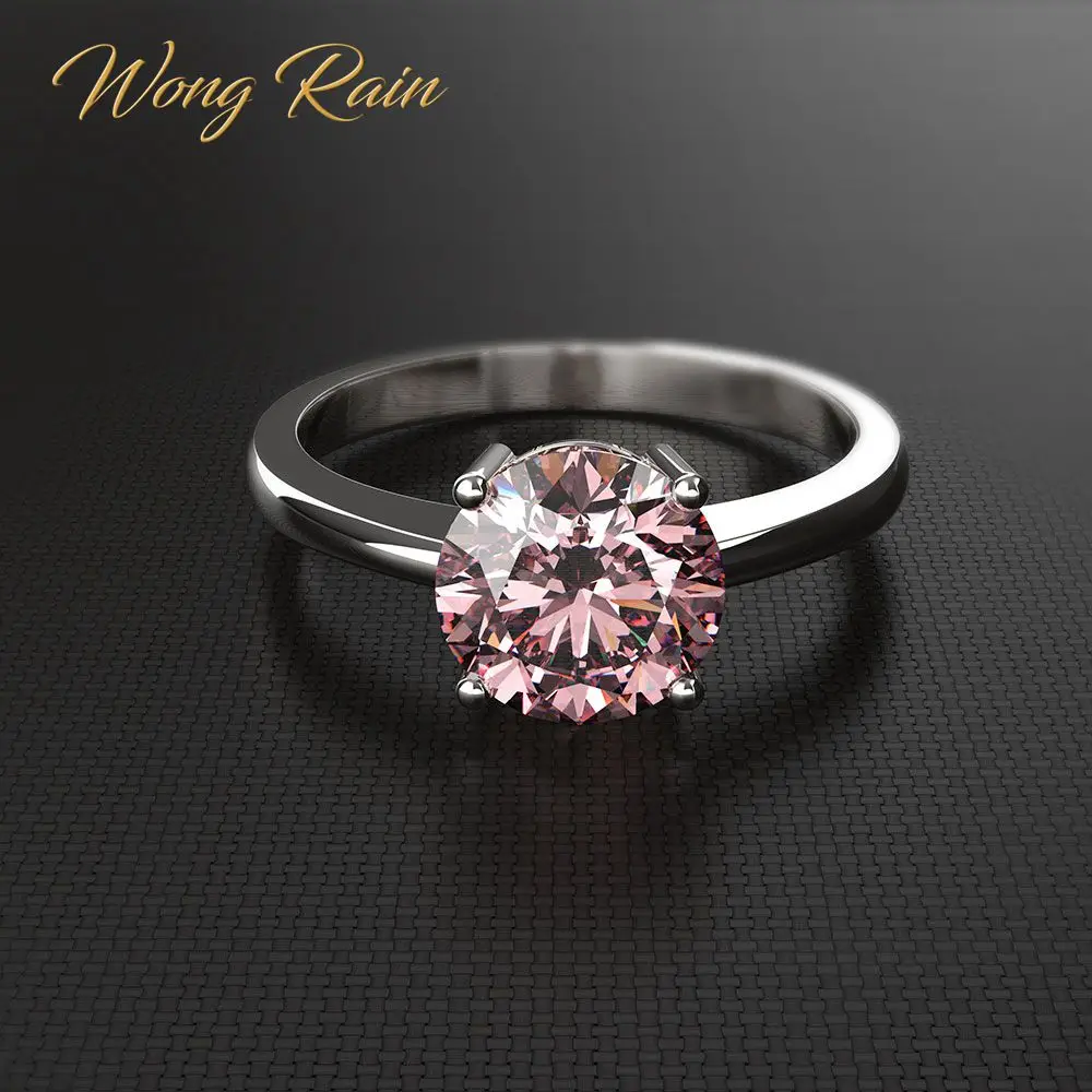 Wong Rain Classic Стерлинговое Серебро 925 искусственный муассанит драгоценный камень для свадьбы обручальное кольцо ювелирных изделий