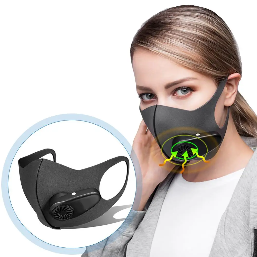 

Smart Electric Face Mask Black Pm2.5 With Breathing Valve Air Purifying Anti Dust Pollution Fresh Air Supply High Quality