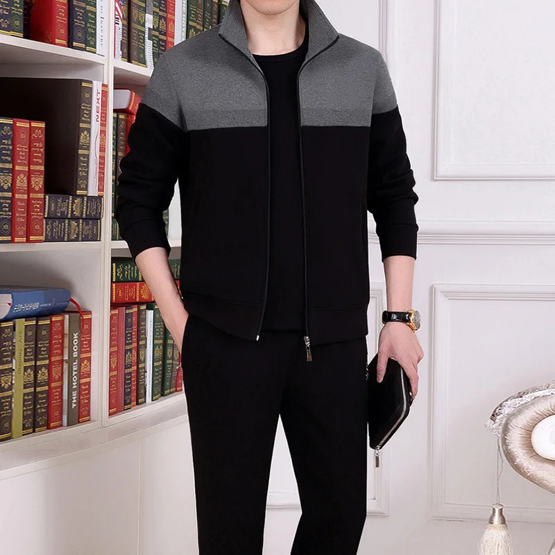 Tracksuit Men 2 Pieces Set Plus Size 5XL Sweatshirt + Sweatpants Sportswear Zipper Casual Mens Sport Clothing Running Training | Спорт и