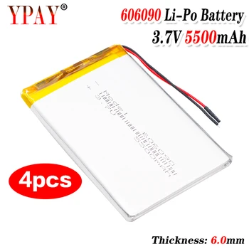 

4pcs lot rechargeable Premium 606090 3.7V volt 5500mAh lipo polymer lithium batteries with protective PCB charging module