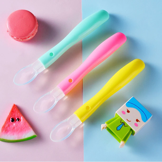 

Imebaby Silicone Spoon Baby Feeding Supplies Soft Head Spoon Newborn Food Supplement Training Children Tableware Safety Small