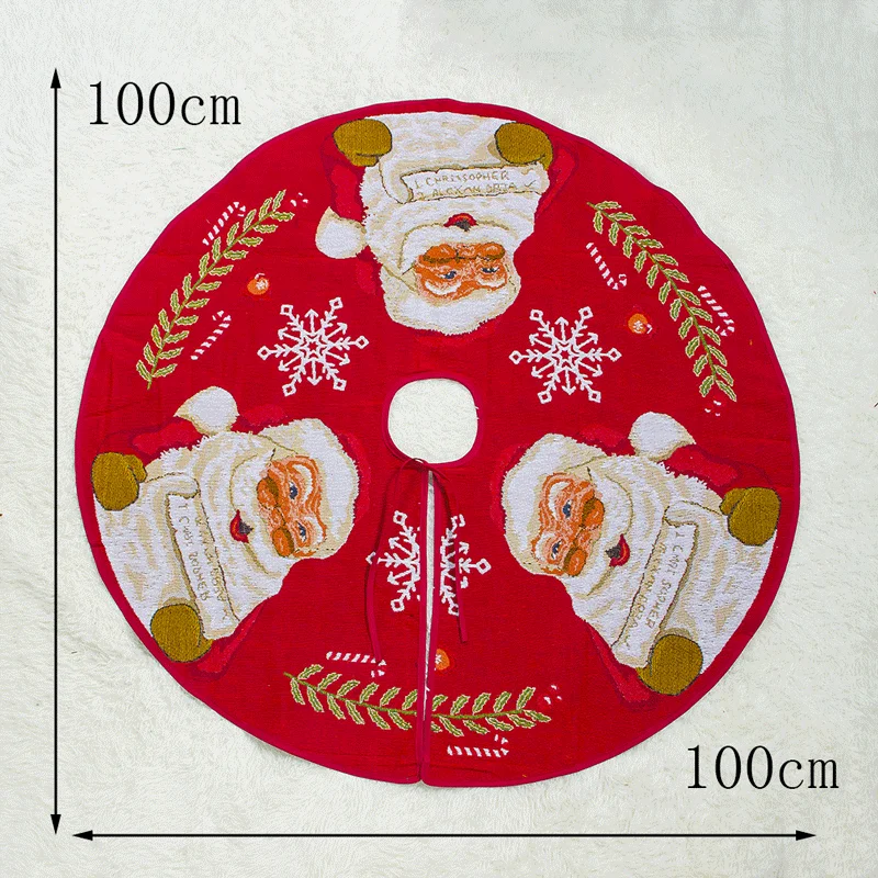 Christmas tree skirt polyester cotton red print 100cm indoor Christmas tree decoration 2020 New Year festival party supplies