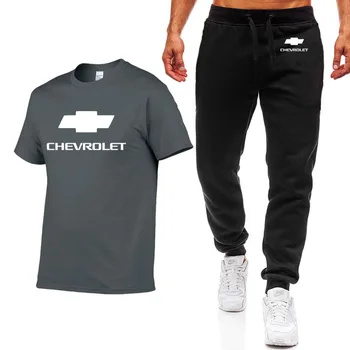 

Fashion Summer Men T Shirts for Chevrolett Car Logo Print HipHop Casual Cotton Short Sleeve high quality Mens T-shirt pants suiD