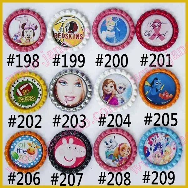 200pcs1 дюймовая мультяшная плоская Бутылочная крышка с персонажами из мультфильмов, плоская бутылочка для самостоятельного изготовления волос, аксессуары для волос
