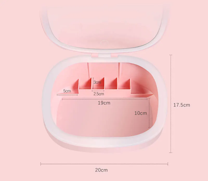 Светодиодное зеркало для макияжа с косметической коробкой для хранения туалетное зеркало настольное с лампой настольное заполняющее зеркало светодиодное зеркало для макияжа