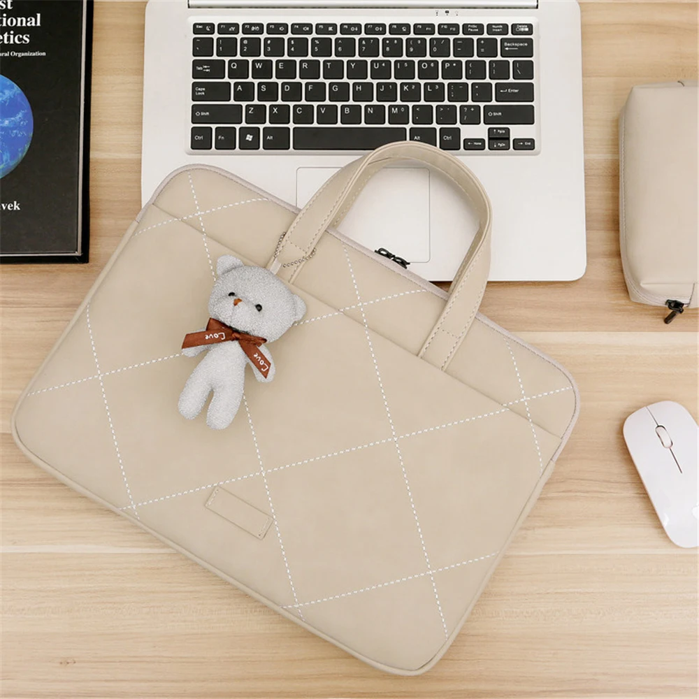 15.6 in Laptop Handdbag for Women Multifunction Waterproof Leather Office Briefcase Simple Business Bag Files Package Shockproof