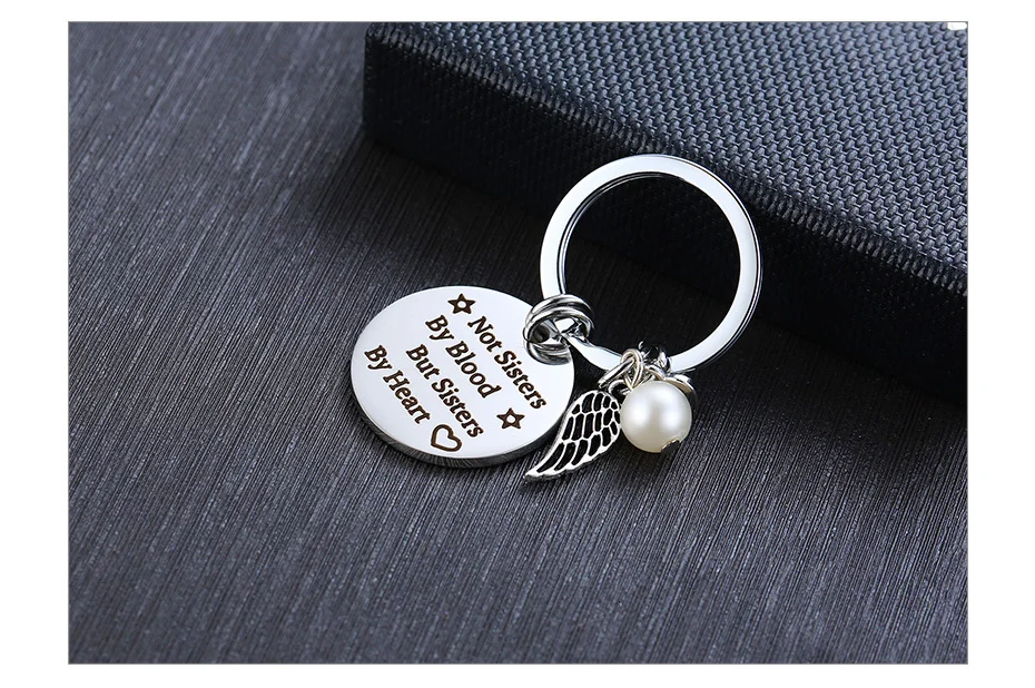 Vnox Inspiration Key Chains for Women To Sister Mom Family Gifts Stainless Steel Accessory