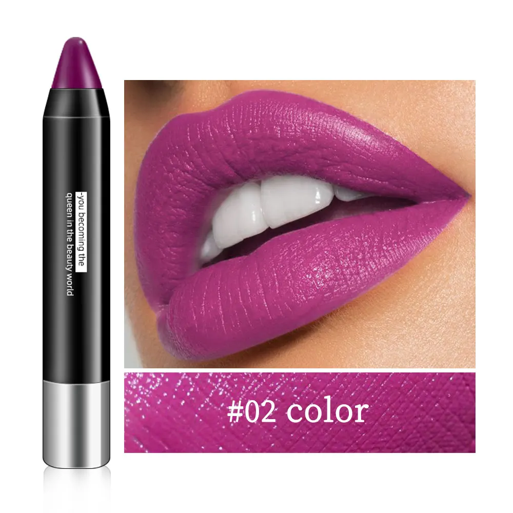 matte lipstick 2 Губная помада для губ Макияж черная трубка Водонепроницаемая матовая губная помада женская косметика нюдовая оттеночный блеск для губ - Цвет: matte lipstick 2