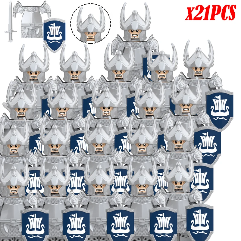 Medieval Fantasy Dwarf Warrior Leader Building Blocks Set