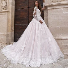 

Fivsole Lace Appliques Ball Gown Wedding Dresses 2021 Lace-up Back luxury Appliques Wedding Gowns Bride Dresses Vestido Feminino