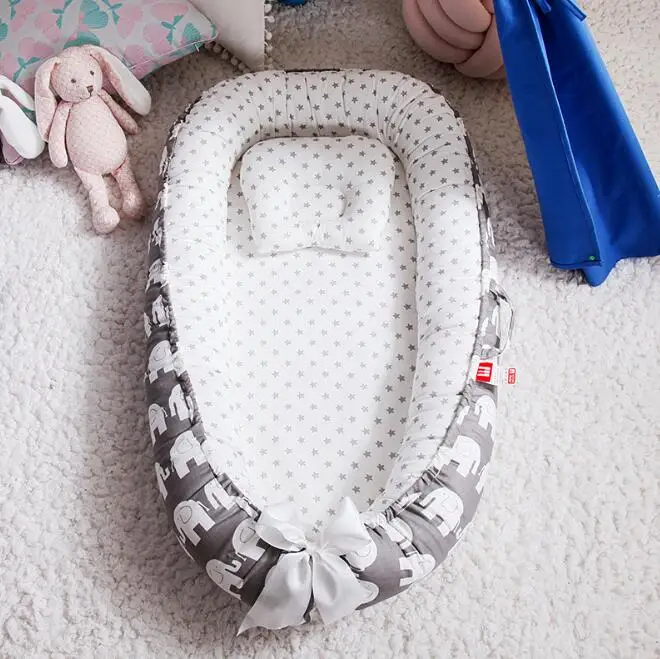Портативная детская кроватка для новорожденных детская колыбель детская корзина хлопковая переносная детская кроватка постельное белье с подушкой YHM006 - Цвет: YHM006D