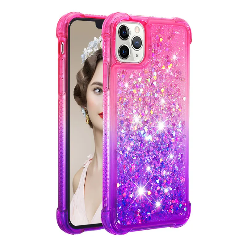 Чехол с бриллиантами и блестками для Funda iPhone 11 Pro противоударный чехол жидким