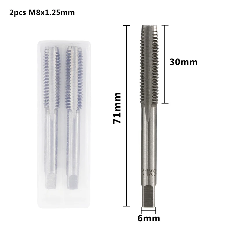 2pcs M8x1.25 CMCP 2 шт. M3 M4 M5 m6 m8 m10 m12 M14 M16 винт из быстрорежущей стали кран сверло набор Метрическая Резьба Кран прямая пробка для флейты коснитесь ручные инструменты - Цвет: 2pcs M8x1.25