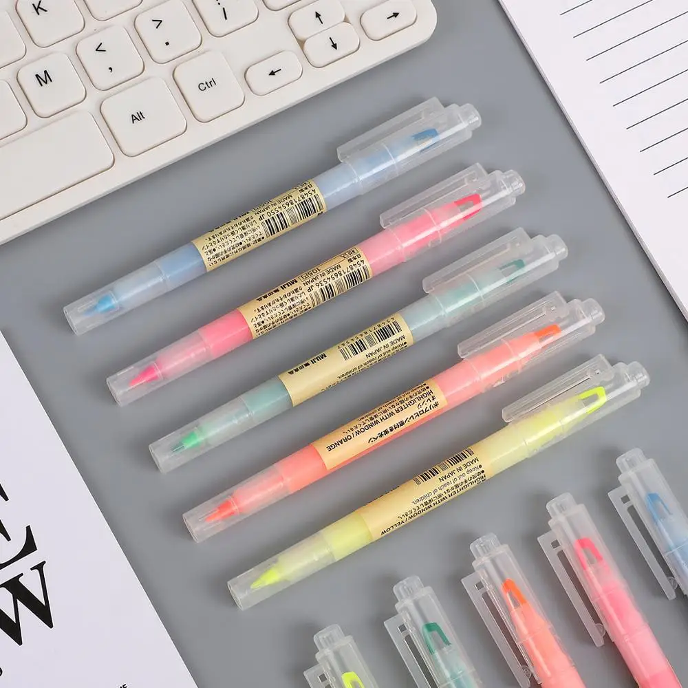 1 шт., MUJI, двойная головка, кристалл, перспективное окно, двойной цвет, яркие цвета, хайлайтеры, рекламные маркеры, Подарочные канцелярские товары
