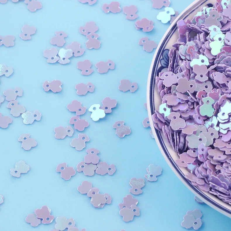 light purple 10 г/лот 5*6 мм Мини Медведь Форма ПВХ свободные блестки ремесло блестки пайетки для дизайна ногтей маникюр DIY шитье Свадебный декор конфетти - Цвет: light purple