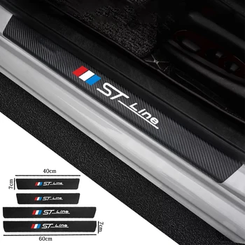 

4Pcs Carbon Fiber Car Door Sill Guard Stickers For Ford Focus MK2 ST Stline Vignale F150 Scuff Plate Pedal Cover Car Accessories