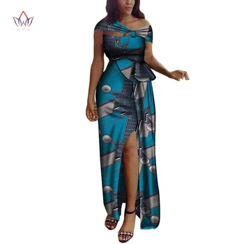 

Bazin Riche African Print Sexy Party Long Dresses Dashiki African Dresses for Women African Clothes Wedding Dresses WY5142