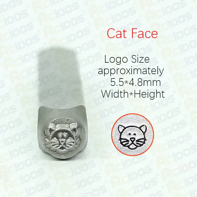 Cat Face Собака лицо/палка собака/палка кошка/кошка лицо дизайн штамп, DIY браслет/ювелирные знаки стальная печать, 6 мм - Цвет: Cat Face