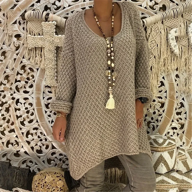 

Womens Tops Sweater Winter Long Sleeve Casual Fashion Jumper Round Neck Tunic Coat