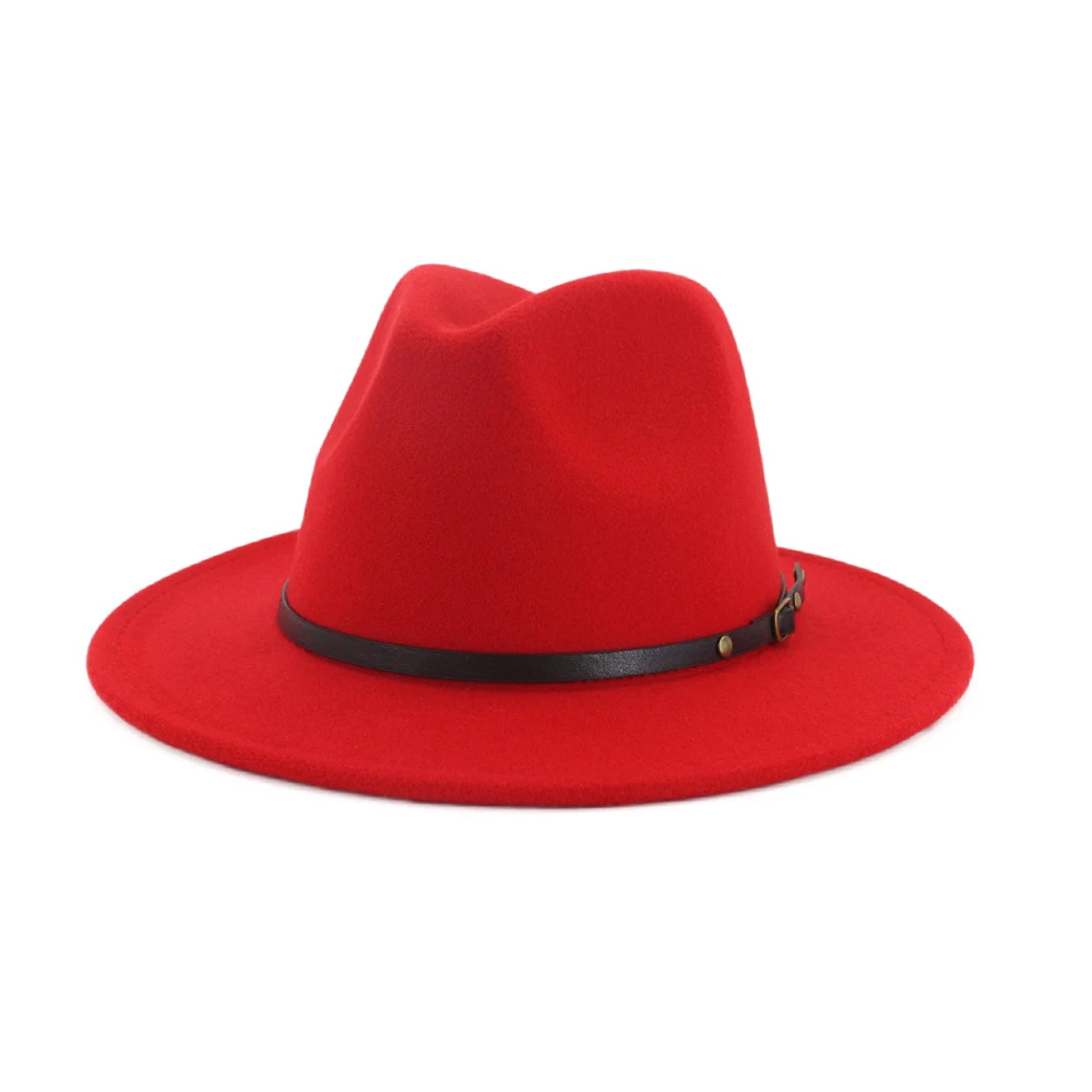2019 Men Women Black Red Fedora Hat 