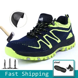 Chaussures de sécurité avec embout en acier pour homme, baskets de travail légères et indestructibles, Anti perforation 
