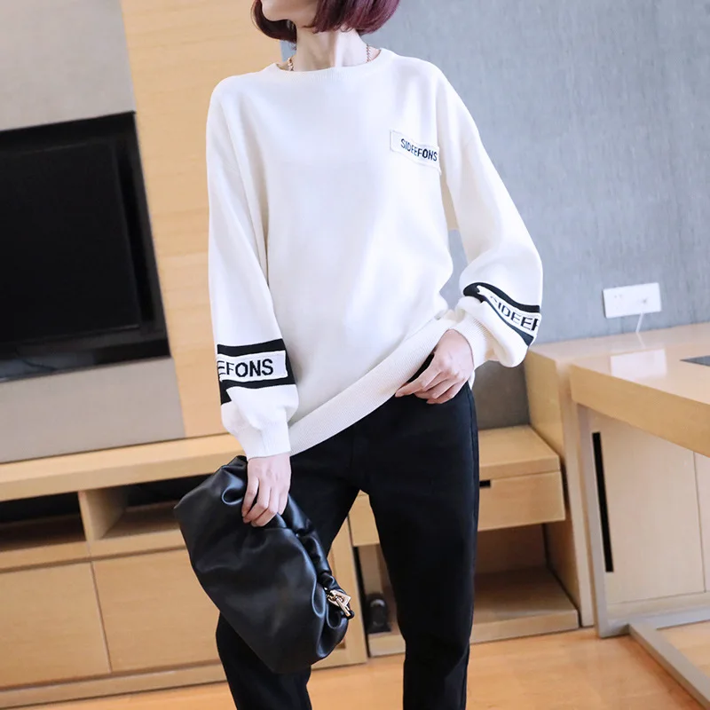 

Women's Knitted Pullover Sweater Autumn and Winter Outwear Print Fashion Soft Tops 2020 New Long Sleeved Bottoming Sweater