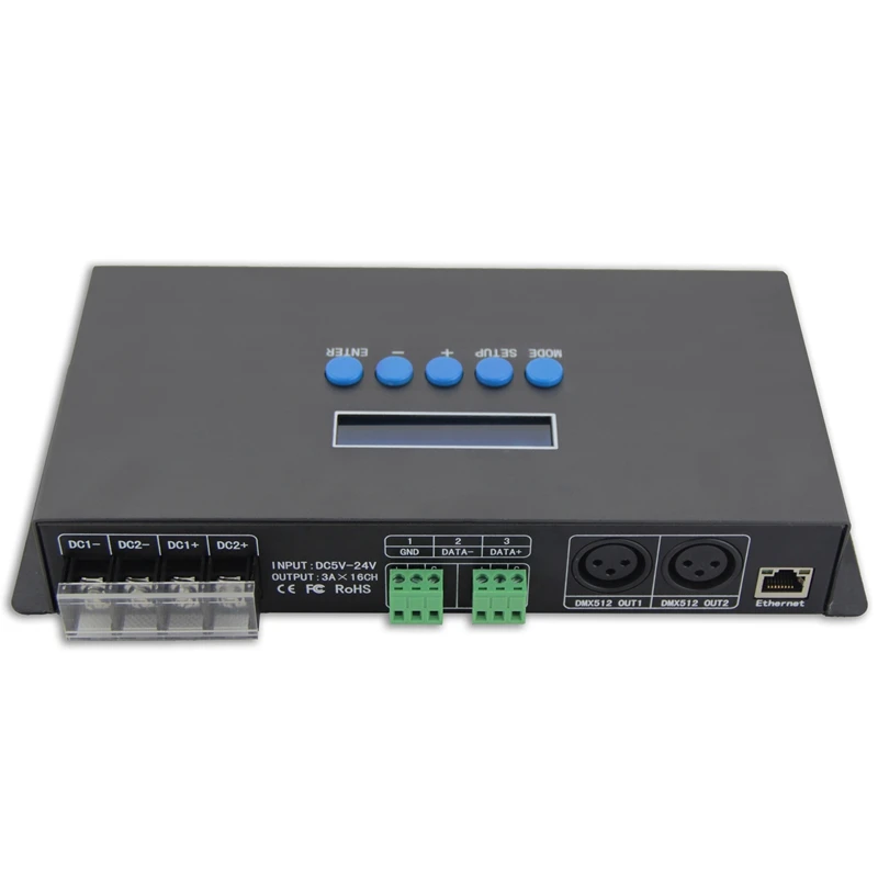 Двойной порт 16 каналов Artnet для Spi / Dmx Ws2811 Ws2812B Sk6812 2801 8806 светодиодный пиксельный