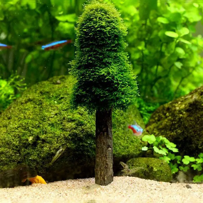 Aquarium Green Moss Tree Simulation Christmas Tree Fish Tank Decor Landscape Ornament