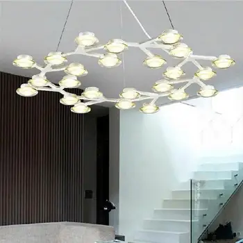 

White 9/12/15/18/21/24/30/36 light LED lustre chandelier Art Deco Design Circle lustres dining room living room lamp led lights