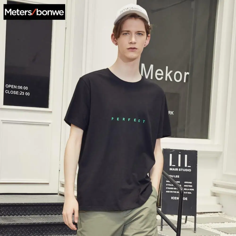 Metersbonwe 2020 летняя новая Мужская хлопковая футболка с буквенным принтом мужская