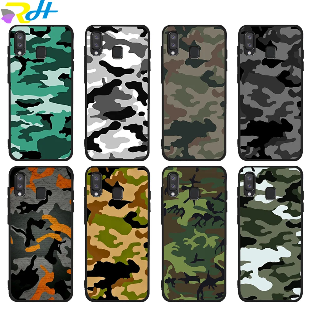 

For Samsung Galaxy A7 A9 2018 A6 A8 Plus 2018 A30 A40 A50 A70 A520 A720 phone Case Cover Coque Etui Fashion camouflage cases