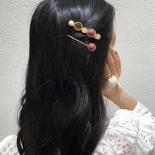 2pcs/Set Fashion Hair Accessories Button Imitiation Pearl Hair Clips Metal Heart Star Crystal Hairpin Barrette