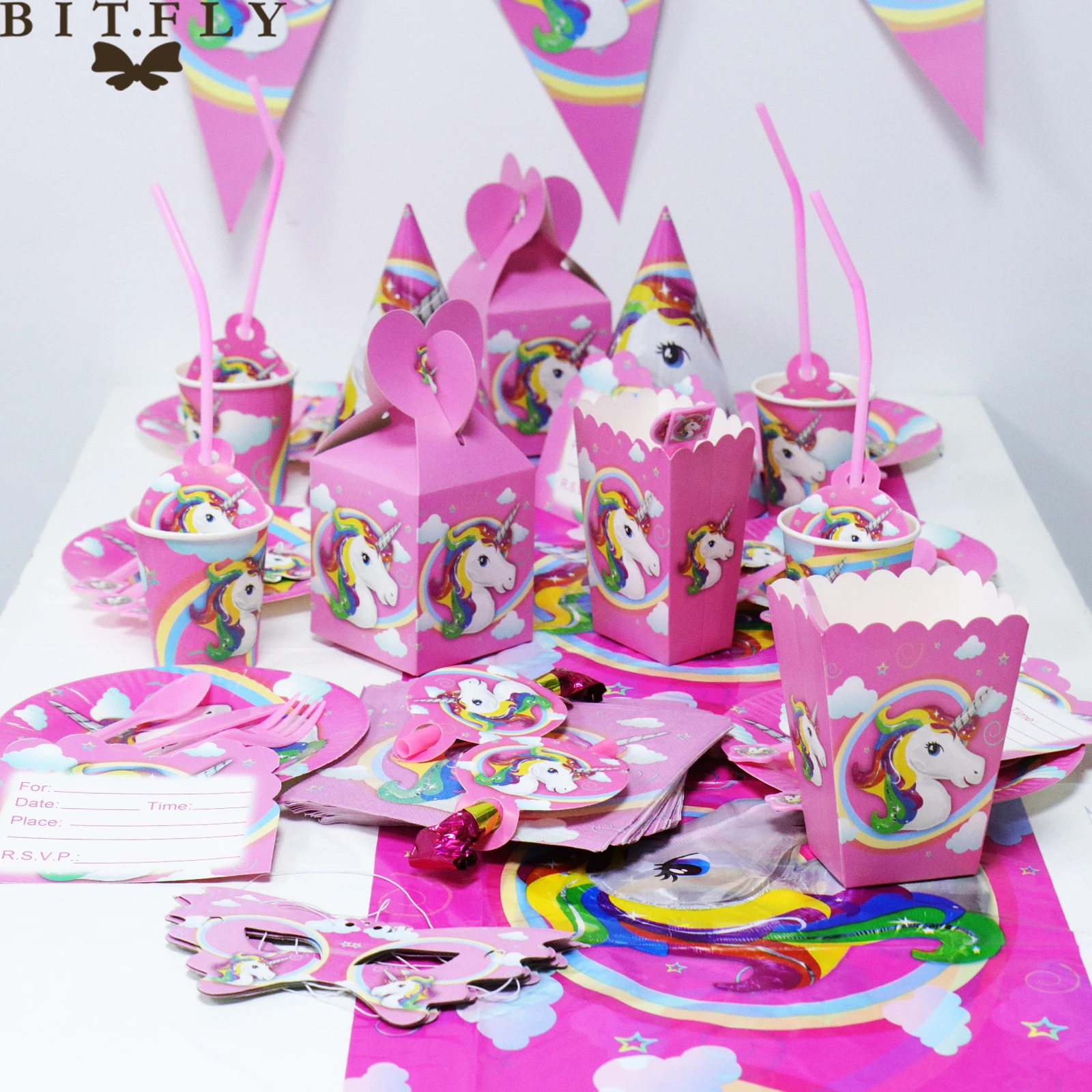 Unicorn Party Theme Pony Party Supplies Sets Plate Cake Dish Pennants Tablecovers Birthday Party Decorations Kids Party Decorat Party Diy Decorations Aliexpress